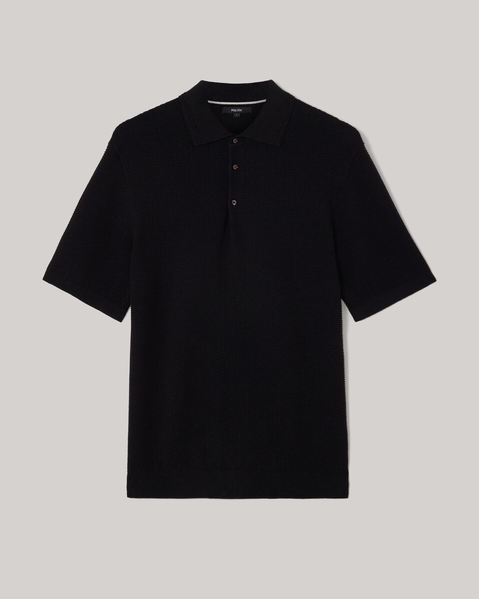Fashion Polo Knit, Black, hi-res
